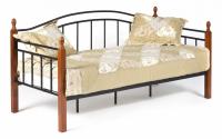 Кровать LANDLER Wood slat base дерево гевея/металл, 90*200 см (Day bed), красный дуб/черный