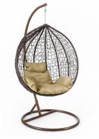 Кресло подвесное (mod. SC-003) с подушкой Металл/Искусственный ротанг, стойка: 105х105х195 см, корзина: 105х68х118 см, стойка:медный,корзина. Фото №1