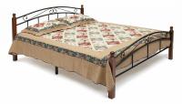 Кровать AT-8077 дерево гевея/металл, 180*200 см (King bed), красный дуб/черный