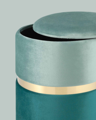 Пуф Кэрри с ящиком велюр бирюзовый. Фото