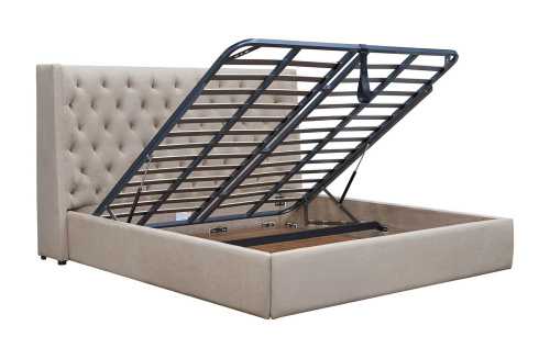 Кровать 1726 BEIGE бежевая с ящиком для белья. Фото №11