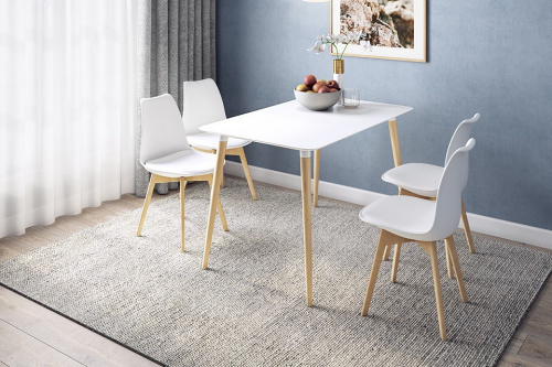 Сканди 1 Стол (обеденный) белый/светлый лак. Фото №2