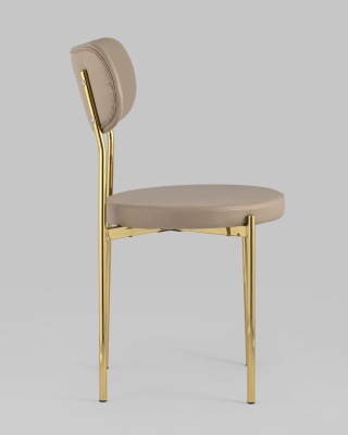 Стул Барбара экокожа бежевая золотые ножки. Фото