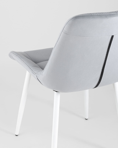 Стул Флекс велюр светло-серый белые ножки. Фото №8