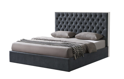 Кровать LBD1704 серая с ящиком для белья. Фото №4
