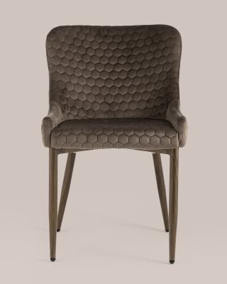 Стул Ститч Хани велюр коричневый ножки дерево. Фото