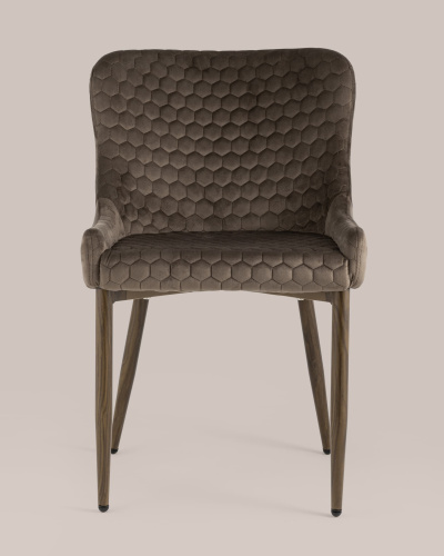 Стул Ститч Хани велюр коричневый ножки дерево. Фото №5