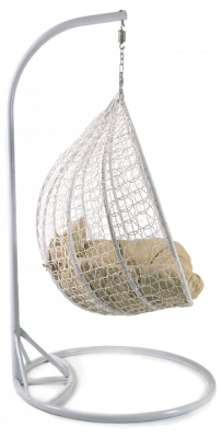 Кресло подвесное (mod. SC-007) с подушкой Металл/Искусственный ротанг, стойка:137х115х200м корзина:137х72х124см, стойка:белый,корзина:белый,. Фото №2