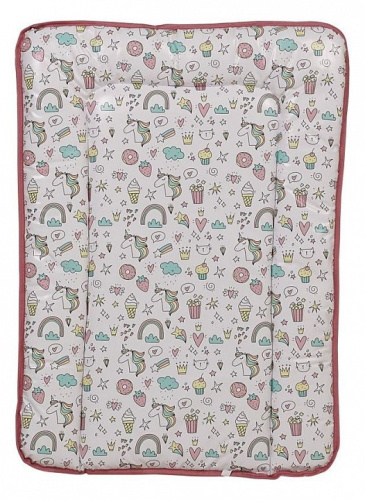 Матрас пеленальный Polini kids Единорог Сладости, розовый. Фото №1