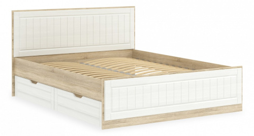 Кровать Оливия НМ 040.34 (1600) + Ящик НМ 040.39, Белое дерево, Дуб Сонома. Фото №1