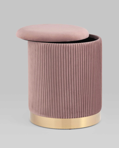Пуф Шарлотта с ящиком велюр розовый. Фото №4