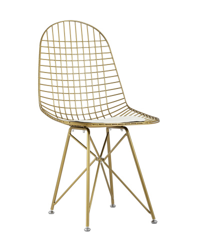 Стул обеденный Eiffel золотой с белой подушкой фото Стул обеденный Eiffel золотой с белой подушкой. Фото №2