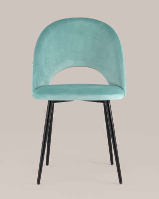 Стул Меган велюр с ромбами пыльно-голубой. Фото