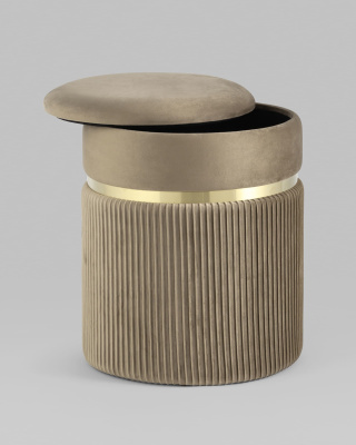 Пуф Миранда с ящиком велюр бежевый. Фото №4