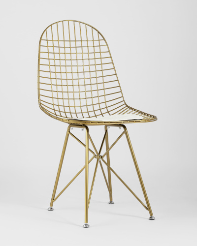 Стул обеденный Eiffel золотой с белой подушкой фото Стул обеденный Eiffel золотой с белой подушкой. Фото №3