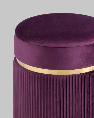 Пуф Миранда с ящиком велюр сливовый. Фото №6