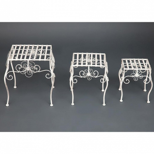 Столики Secret de Maison (набор 3 шт) GARDEN (mod. PL08-5824), белый антик (antique white) (поставляется только по 4 шт). Фото №2