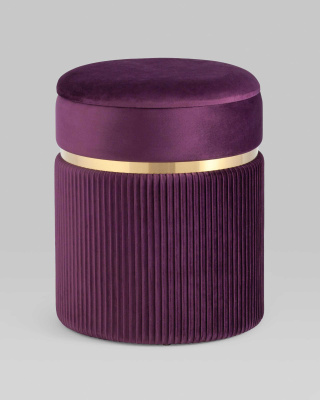 Пуф Миранда с ящиком велюр сливовый. Фото